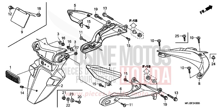 KOTFLUEGEL, HINTEN von CBR600RR ABS GRAPHITE BLACK (NHB01KA) von 2010